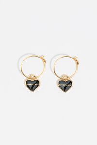 Black and gold mini heart hoop earrings
