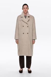 Beige fur midi coat