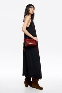 Dark red plaited leather mini bag