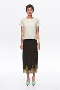 Faded black sarong skirt with lace detailing