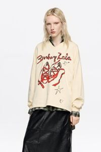 Long ivory ballerinas logo sweatshirt