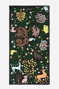 Black vegetation and animals shawl