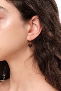 Amber resin heart hoop earrings