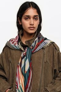 Aquamarine geometric XL logo shawl