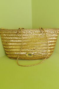 Medium gold plaited leather shopper bag