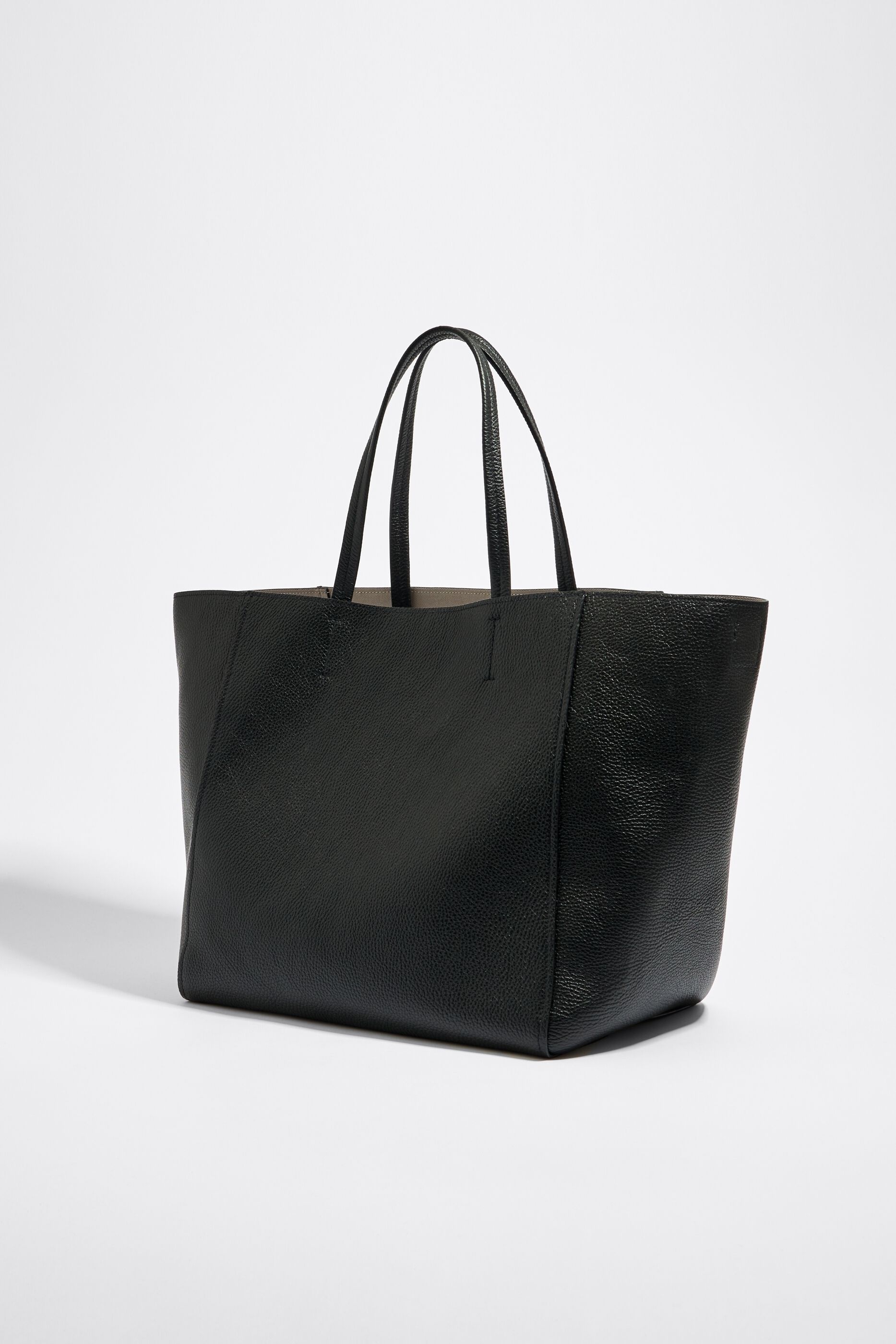 Large black leather shopper bag