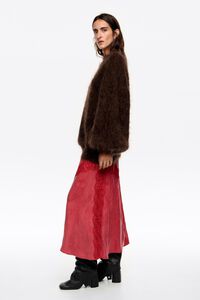 Cerise A-line skirt with lace