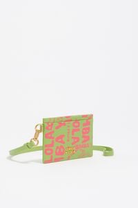 Pink lime leather card holder