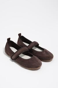 Chocolate suede and satin sporty ballerina