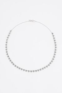 Silver hearts and crystals necklace