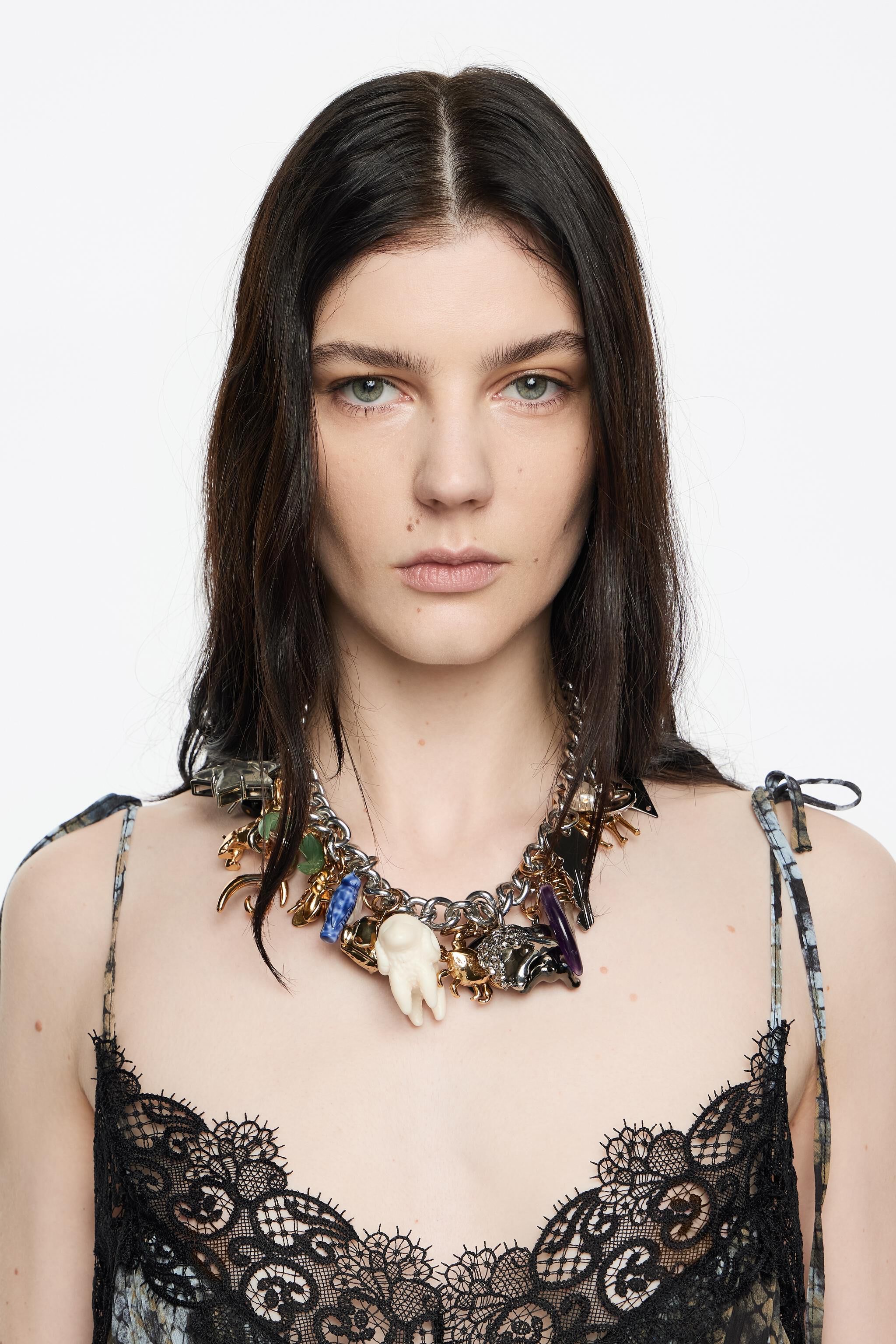 【BIMBA Y LOLA】サボテンネックレス Bimba Y Lola Flower Fabric Necklace With Bright Blue And