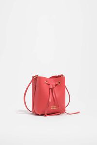 Poppy red leather Chihuahua mini bucket bag