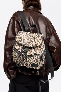 Medium beige Leopard nylon backpack Medium beige Leopard nylon backpack
