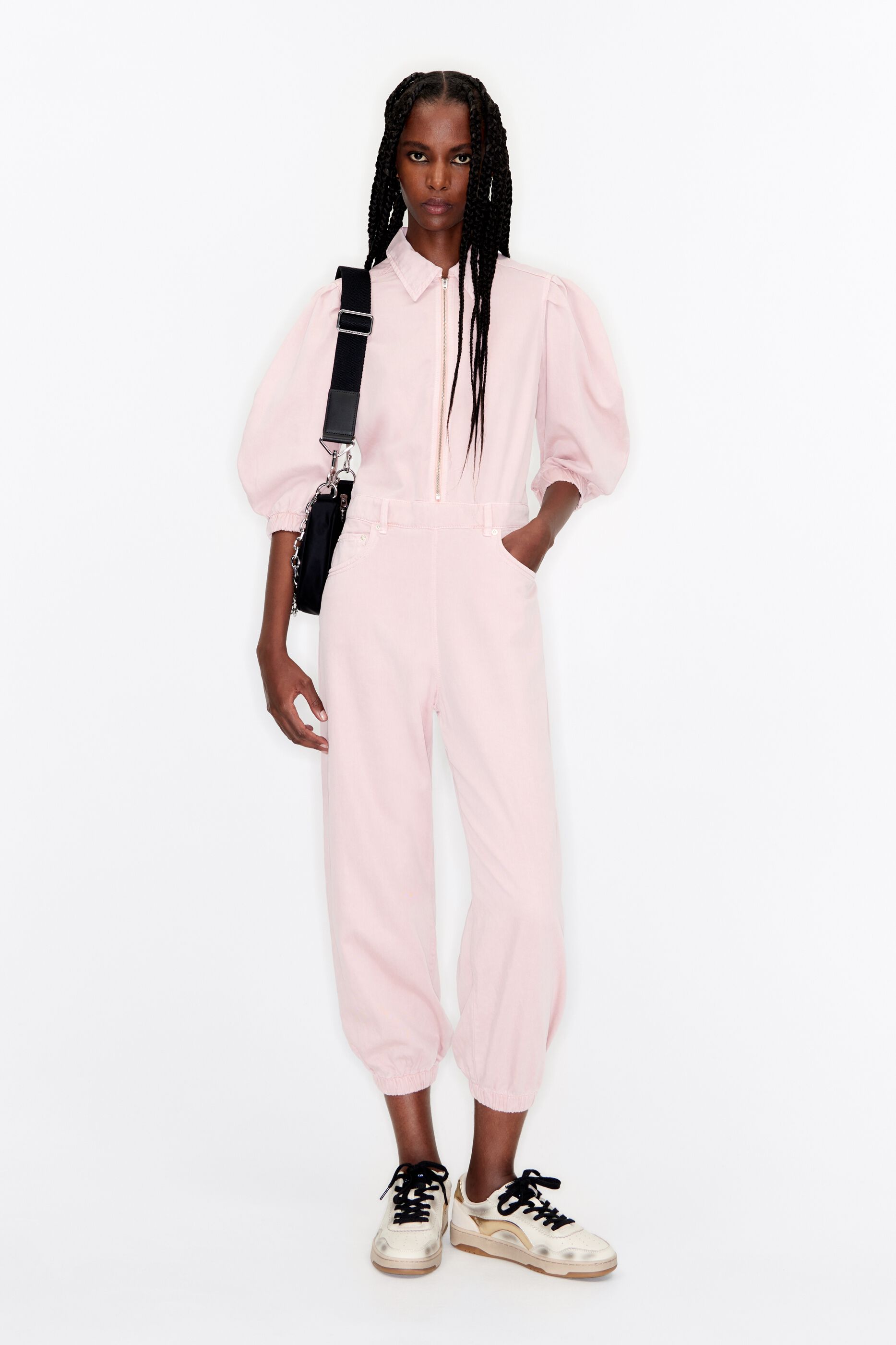 Pink and 2025 white jumpsuit