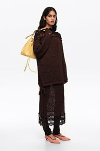 Dark brown lace knit skirt