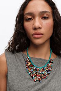 Turquoise stone and pearl necklace