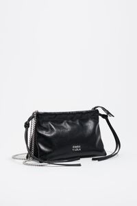 Mini black leather clutch bag