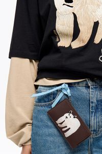 Dark brown leather Fr&iacute;o Peludo card holder/coin purse