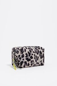 Medium gray Leopard print nylon make-up case