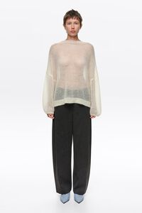 Dark gray melange barrel leg trousers