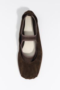 Dark brown suede and tricot ballerina