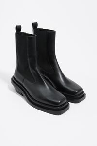 Black leather high ankle boot