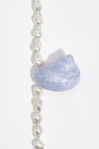 Pearl and enameled seashell necklace