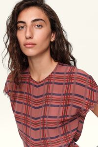 Garnet checked fluid dress with flare