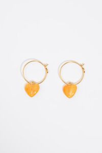 Yellow resin heart hoop earrings