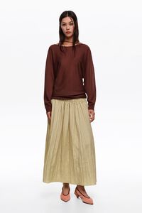 Olive mini Dots ruched flare skirt