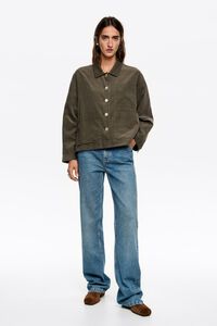 Khaki straight denim jacket