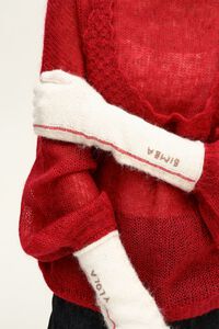Long ivory knit glove