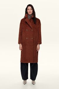 Burnt orange fur midi coat