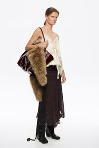 Dark brown fluid lace skirt