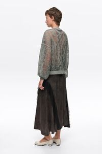 Gray melange mohair openwork cardigan