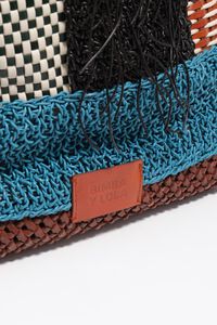 Medium multicolor plaited leather shoulder bag