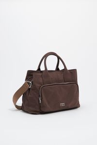 Large mocha nylon Pocket handbag
