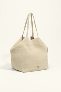Large light yellow suede shopper bag