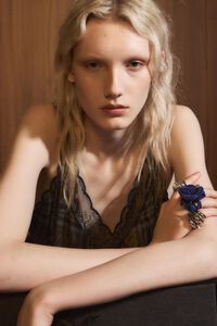 Blue flocked flower  ring