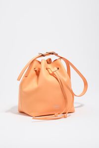 Large orange sorbet leather Carlino bucket bag