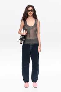 BARREL- Dark blue denim leg 5-pocket trousers