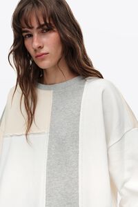 Ivory oversize patchwork cotton sweatshirt