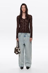Chocolate lace fitted T-shirt