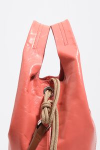 Medium coral leather Paper bag