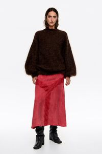 Cerise A-line skirt with lace