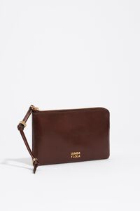 Large dark tan leather coin purse