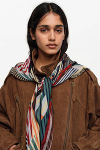 Aquamarine geometric XL logo shawl