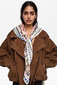 Off-white watercolor floral scarf