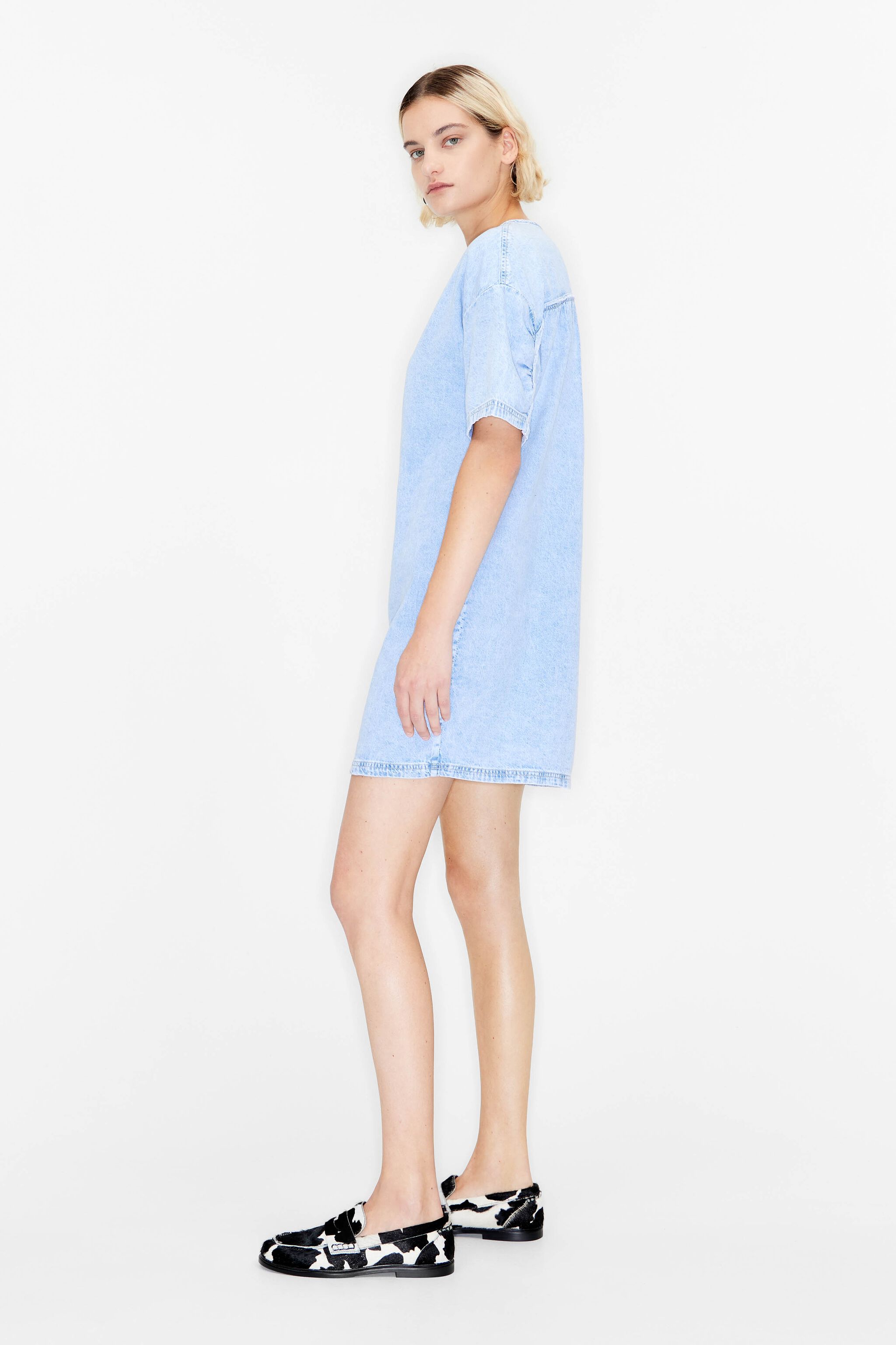 Blue denim mini dress