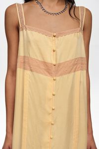 Yellow A-line dress with buttons and lace